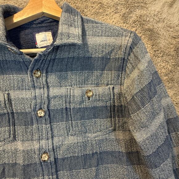 Johnnie O Blue Chambray Shacket Button Down Shirt Stripe Pattern Boys 14 - Picture 5 of 13